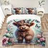 3pcs Enchanted Highland Calf Quilt Cover Set (1 Quilt Cover + 2 Pillowcases Without Pillow Core)