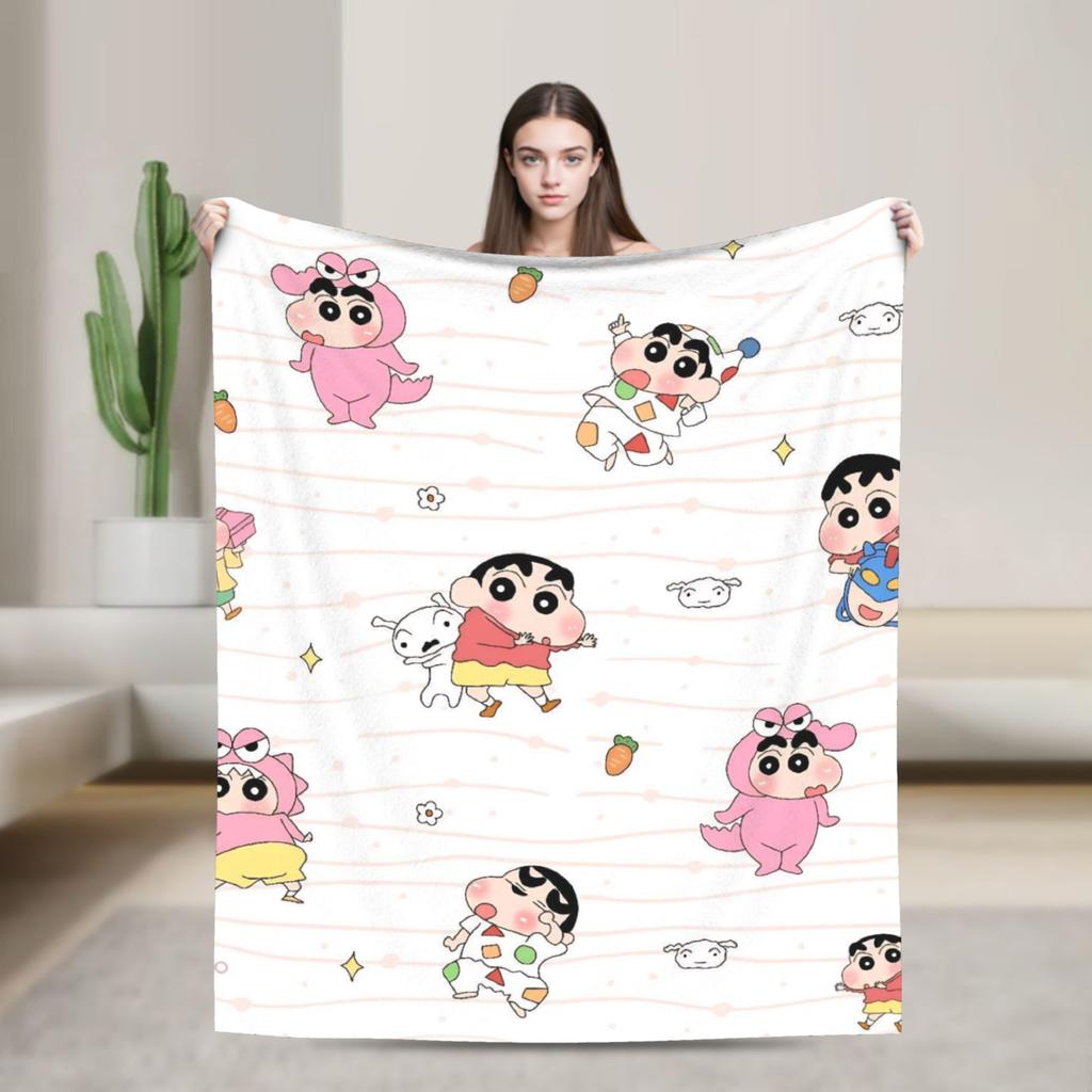 Crayons Shin Chans Anime Blankets Flannel Spring/Autumn Portable Warm Throw Blankets for Bedding Travel Plush Thin Quilt