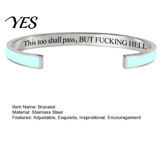 Bracciale Semplice di Alta Gamma Anche Questo Passerà Bracciale a Braccialetto con Mantra, Regolabile Inciso Motivazionale Comodo Braccialetto da Polso Informazioni Nascoste