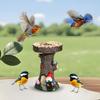 Resin Tree Stump Bird Bath with Gnome and Mushroom Figurine Outdoor Garden Decor for Yard Patio Lawn Ornament