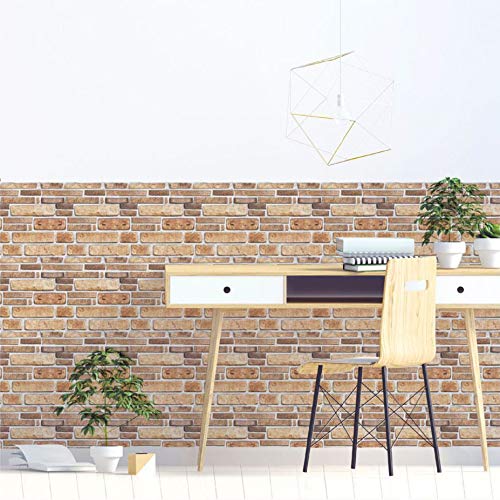 3D Brick Tile Wallpaper Stickers, Removable, 30cm X 30cm, Set of 10, Waterproof, Heat Resistant, for Bathroom, Kitchen, Toilet, Textured Wallpaper Sti