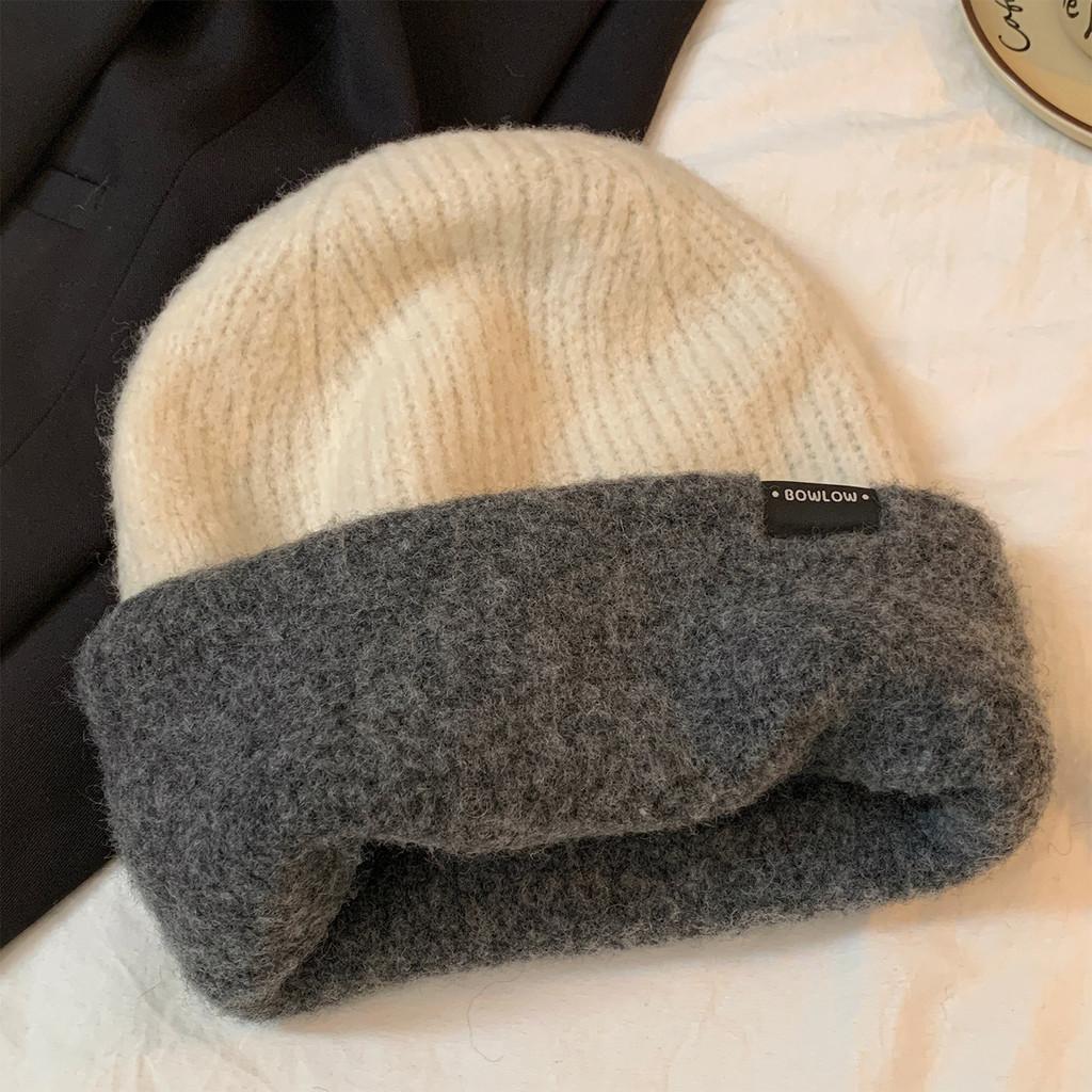 Wool Blend Letter Knitted Hat For Women Winter Cold Weather Warmth