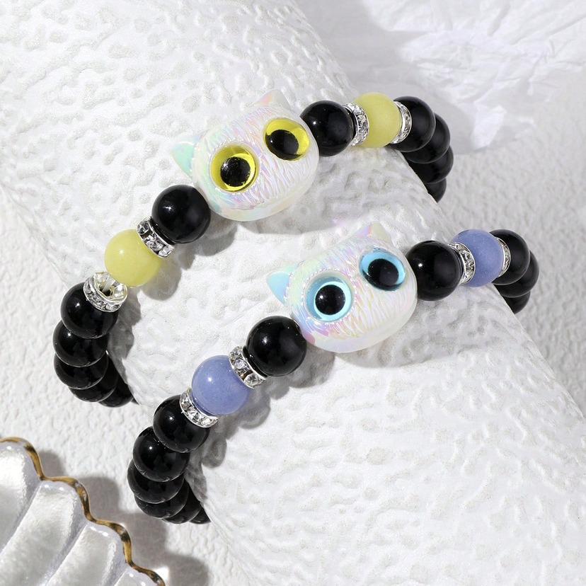 Luminous Black & White Kitten Shell Star Bracelet - Couple Jewelry Gift