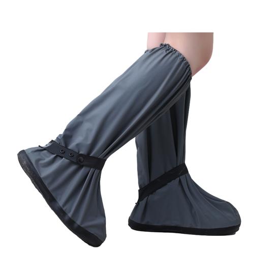

1 Pair Rainproof Shoe Covers Waterproof Non-Slip PVC Puncture Resistant Thickened Shoe Covers with Adjustable Elastic Band M серый