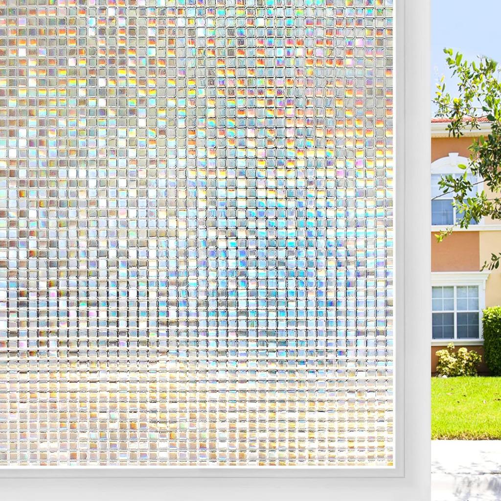 3D Small Mosaic Window Sticker Static Glue-free Glass Film Light Transmission Opaque Protection Privacy Anti-peeping Window Paper