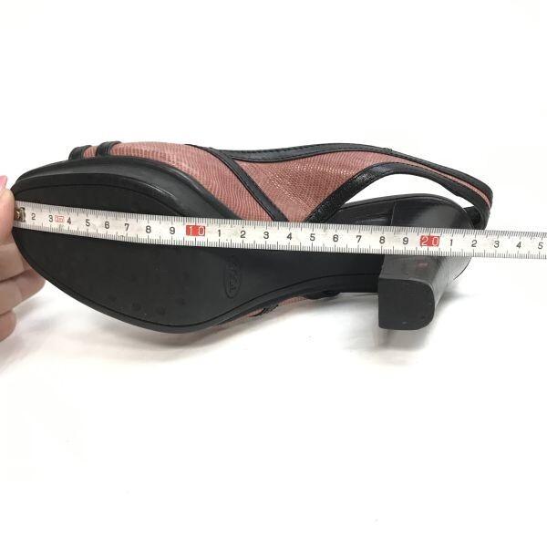 TOD’S Sandals Women’s 36.5 23.0-23.5 Black Pink Ribbon Pumps(USED)