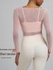 Joomon Mesh Yoga Set: Two-Piece Long Sleeve Quick-Dry Camisole with Integrated Cup Sports Bra