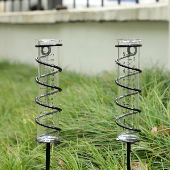 Outdoor Rain Gauge with Metal Stake Large Capacity Garden Lawn Yard Fence Patio Farm Water Rain Meter Tube with Mounting Rack