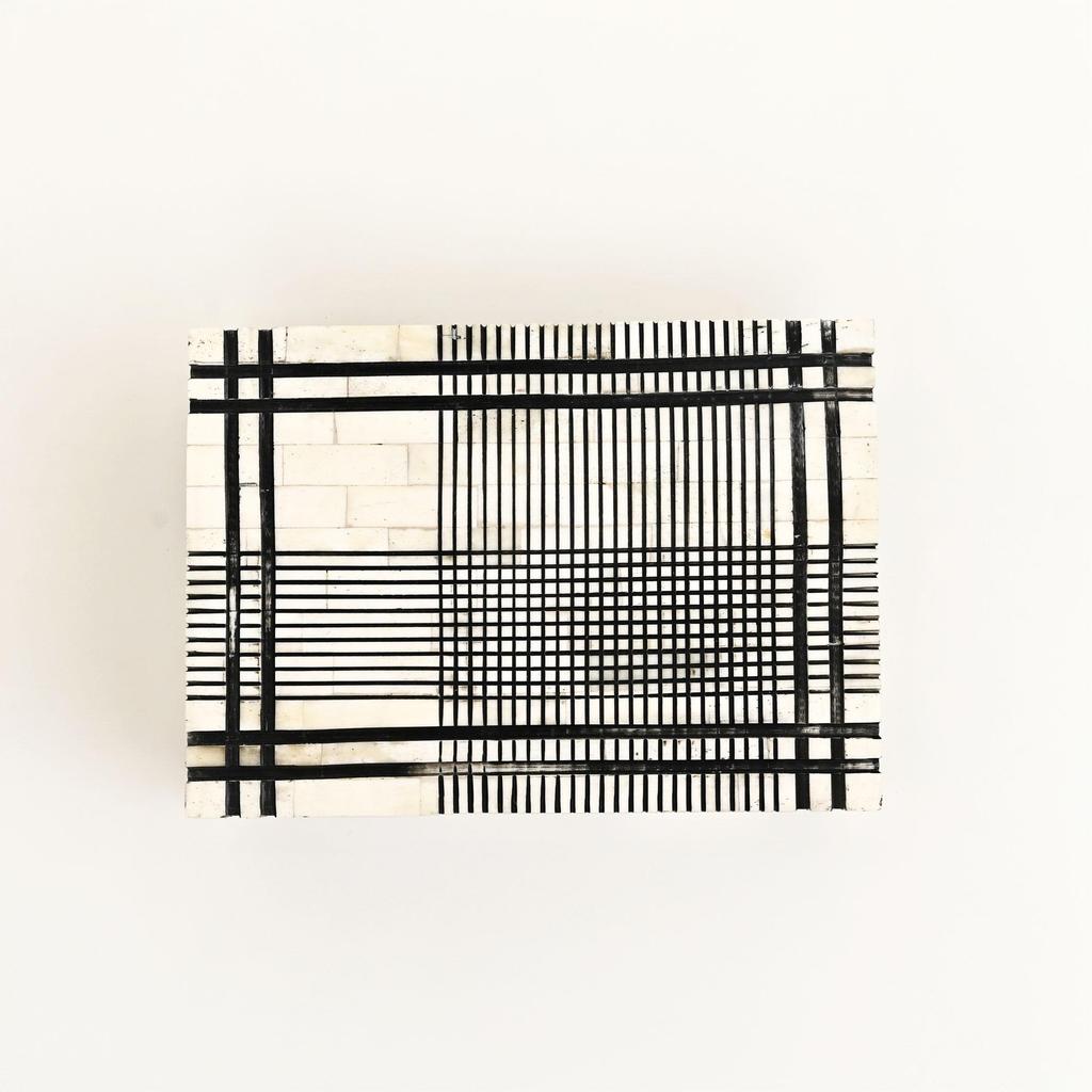 Plaid Bone Inlay Box Set of 2 – Handcrafted Decorative Storage Boxes