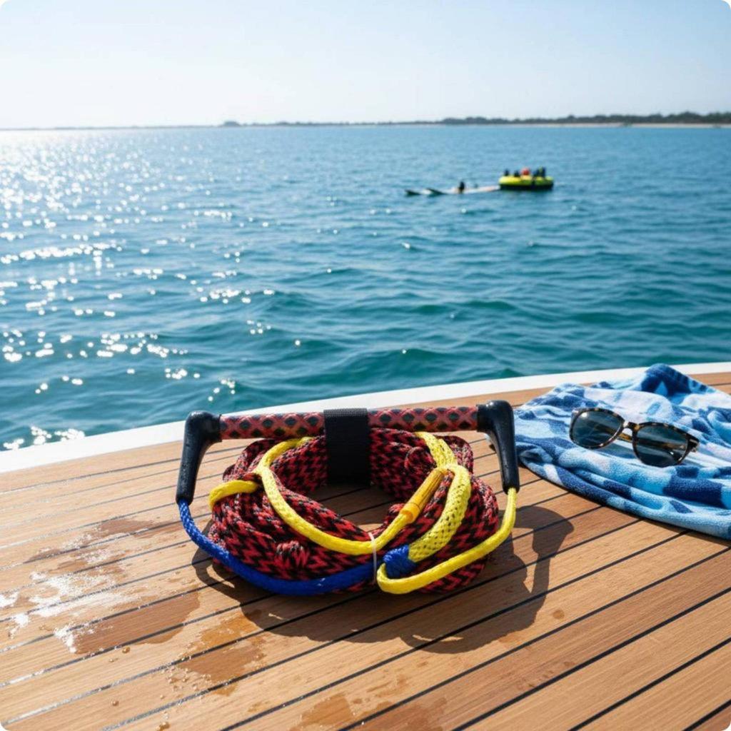 Anti Slip Handle Wakeboard Towing Line 75ft Rope for Boating Watersports and