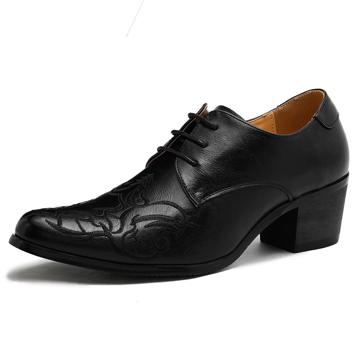 

Britain Retro Fashion Embroidery Oxford Elevator Shoes For Men Luxury Designer Formal Wedding Dress Homecoming Cuban Footwear 38 чорний