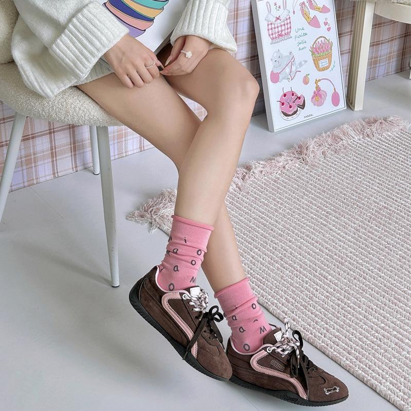 Korean Style Women Socks Cartoon Cat Print Japanese Kawaii Cute Socks Women Casual Letter Harajuku Streetwear Medium Tube Socks