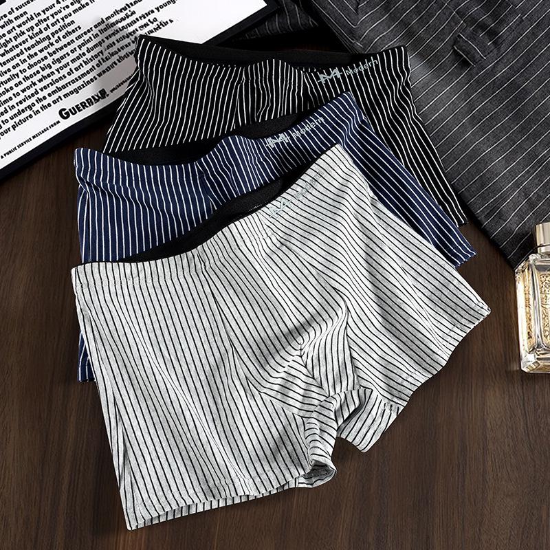 Striped Cotton Men's Boxer Briefs - Comfortable, Breathable Underwear for Teens and Adults