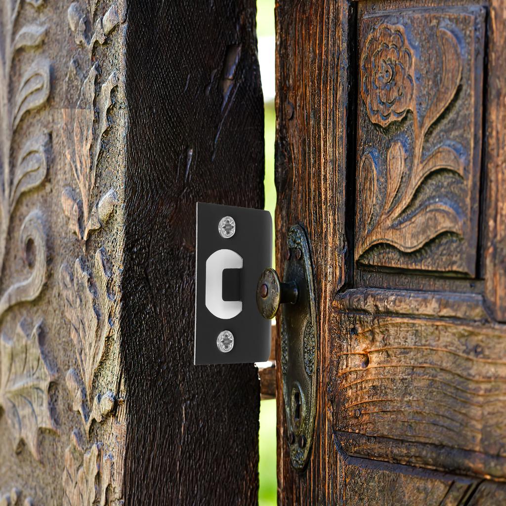 4Sets D-Type Buckle Strike Plates Finish Metal Door Strike Plates Deadbolt Cover Reinforcement for Wooden Doors