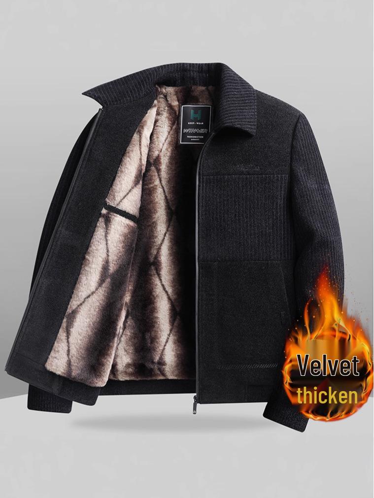 Plüsch-Chenille-Winterjacke für Herren für 50-Jährige - Lässiges warmes Oberteil für die Mitte des Lebens