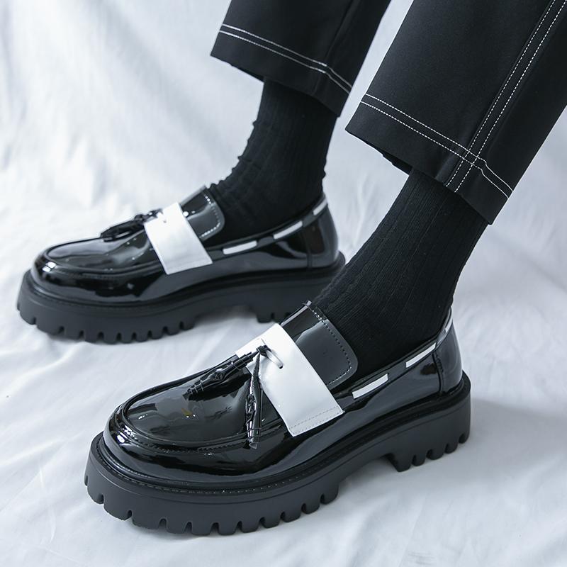 Designer New Men's Leather Height Increasing Casual Shoes Male Mix Color Tassels Loafers Formal Flats Dress Footwear