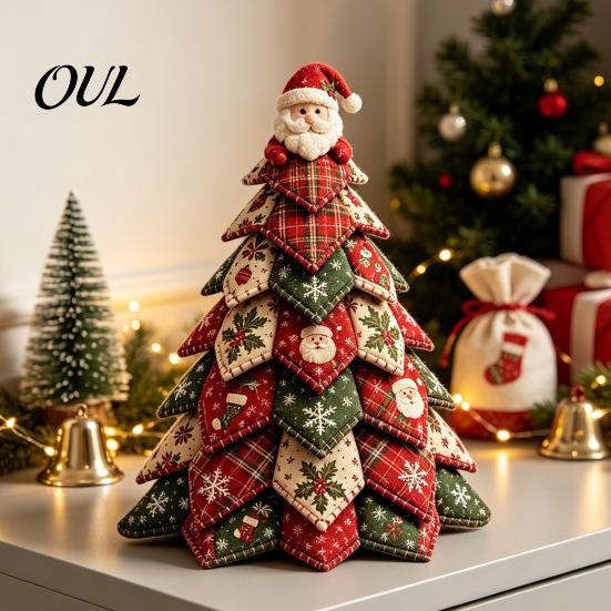 Craft Kits for Home Decor DIY Quilted Fabric Christmas Tree Kit, Vintage Patchwork Sewing Set Creative Gifts Friends Tabletop Decor, Handmade