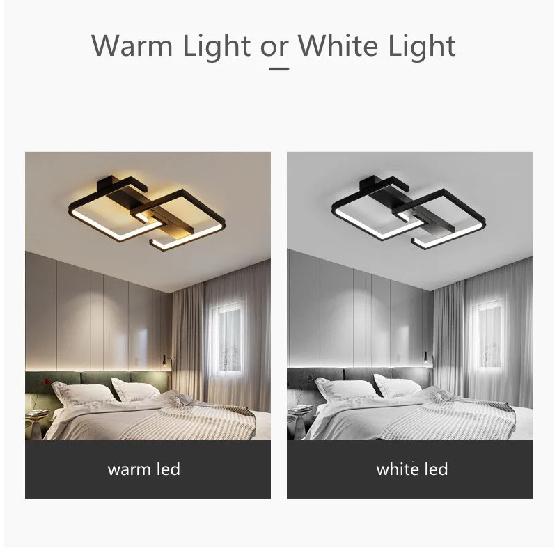 Luzes de Teto LED com Controle Remoto Nórdico Luz de Teto Moderna para Quarto 220v Sala de Estar Lâmpadas de Teto LED Pretas Dimerizáveis Iluminação