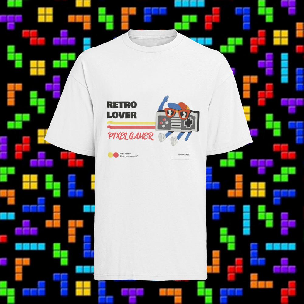 Organic Mens Retro Lover Gamer 4 Ever Geek Nerd Console Pixel Controla T-Shirt