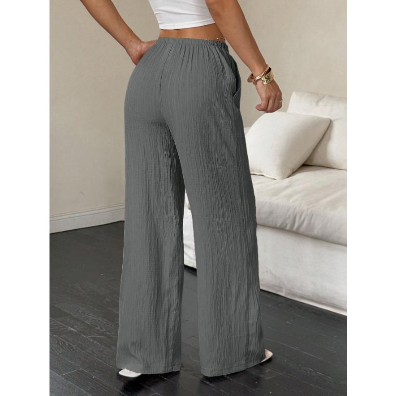 YYFS Women's Fashion Casual Solid Color Print High Waist Trousers Pants & Capris