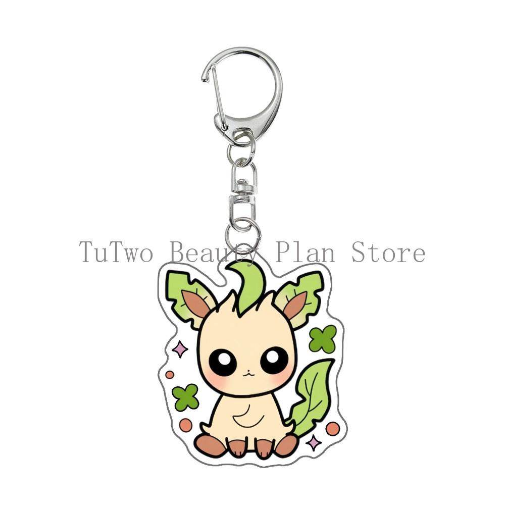 Kawaii Cute Figure Anime Acrylic Keychain Flareon Glaceon Umbreon Eevee Espeon Glaceon Cartoon Pendant Keyring Jewelry Gift Toys