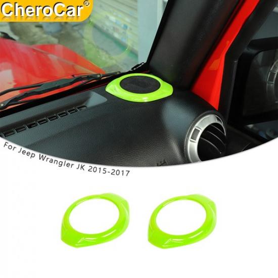 Car A-Pillar Dashboard Horn Speaker Trim Cover For Jeep Wrangler JK 15-17 Green