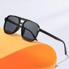 Retro Double Bridge Oversized Sunglasses with Ocean Lens – Fashionable Sun Protection Glasses