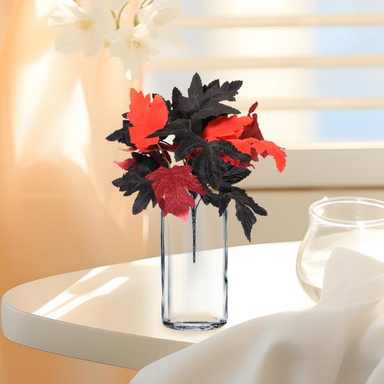 Artificial Black Maple Leaf Bouquet Realistic Halloween Fake Silk Plants Home Office Table Centerpiece Faux Leaf Branch Decoration