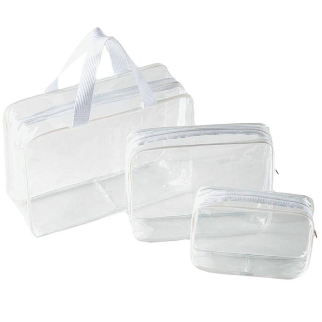Copeflap Waterproof Vinyl Clear Clear Travel Pouch 3-Piece Pouch, Pouch, Bag, (White)