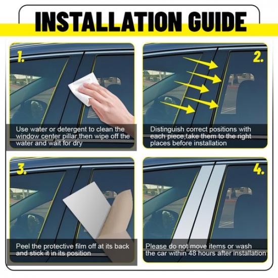 4pcs Set Chrome Pillar Posts For Cadillac Escalade 2007-2014 Door Trim Cover Kit