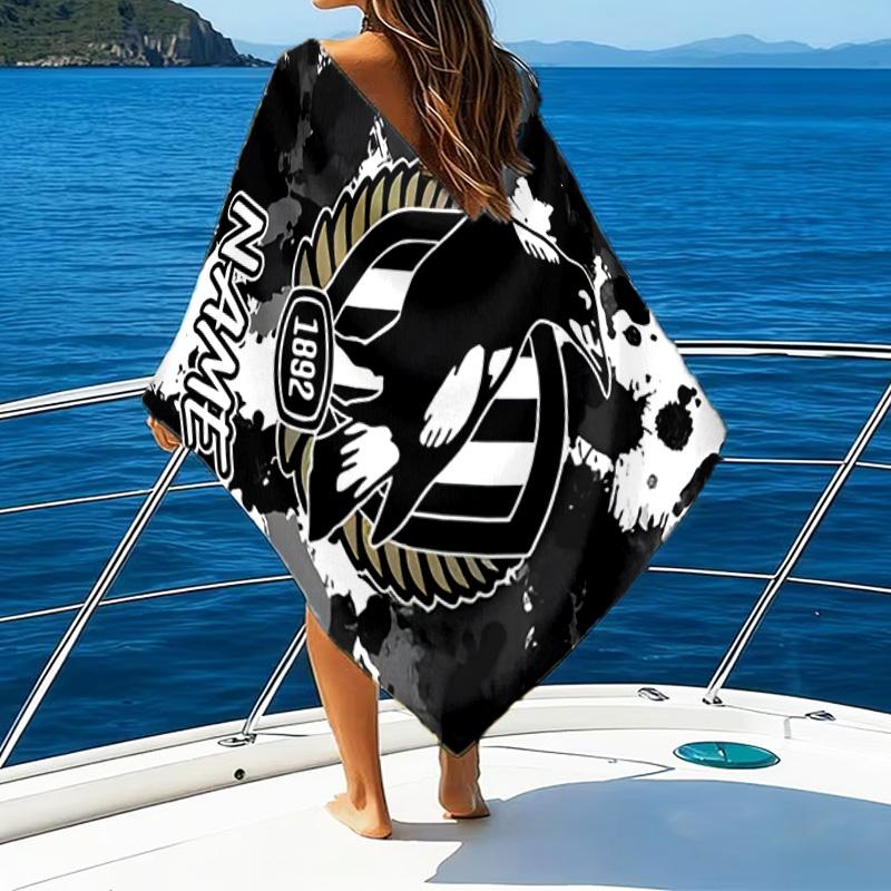 1pc Football2 Beach Towel with Custom Name, Beach/Swimming/Bath/Picnic/Camping Towel, Suitable for Seaside Beaches