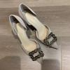 Fashion Women's Fall New Thin Heel Shoes Fashion Pointed Head Shallow Mouth Crystal Buckle Non-slip High Heels