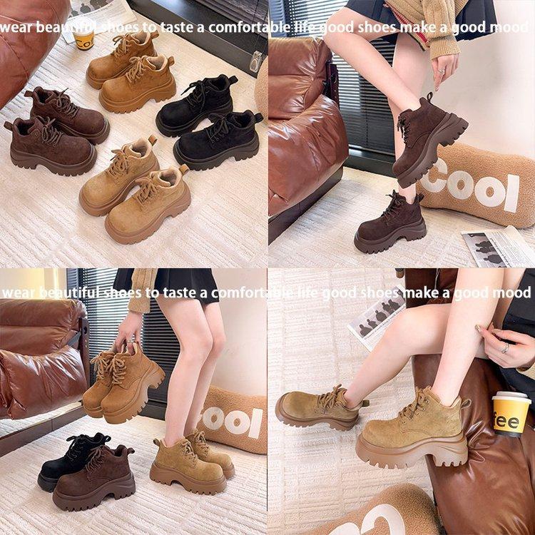 Thick-soled Martin boots women's 2025 new autumn and winter heightening Maillard rhubarb boots outdoor mountaineering short boots are popular