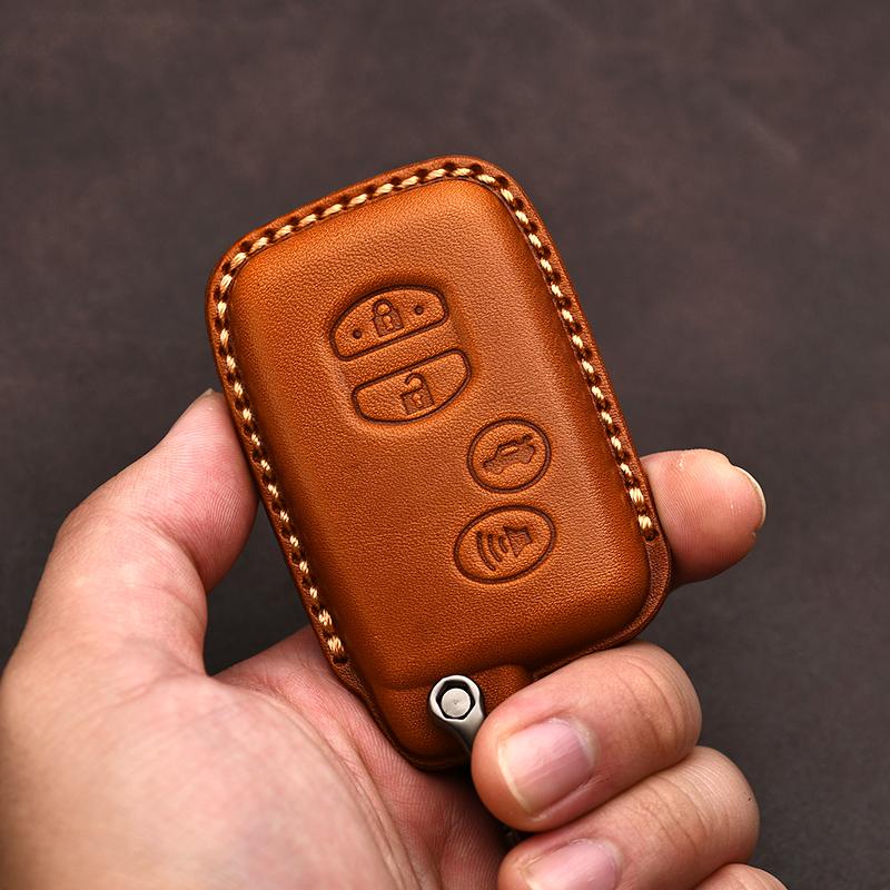 Genuine Leather Protector for Toyota Key Cover Old Prado Land Cruiser Prius Reiz Camry Crown Key Case Cover Fob