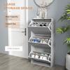 12-Shoe Flip Drawer Storage Cabinet - Grey Wood-Effect