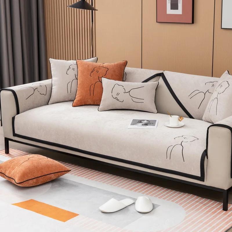 

Чехол для дивана из шенилла класса люкс для гостиной, угловой диван, L-образный, полотенце, нескользящий чехол для дивана, чехлы для сидений, 1 шт. 1pc 30X50 pillowcase