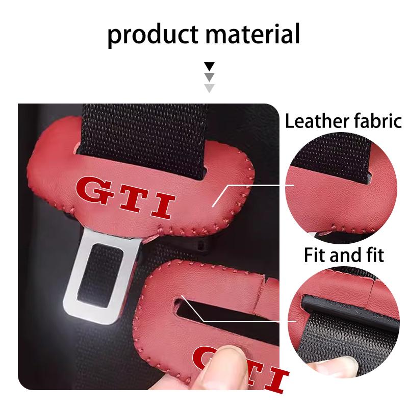 2/5pcs Leather Seat Belt Buckle Protective Cover Wear Resistant For Volkswagen VW Golf 4 5 6 7 GTI Tiguan Passat B5 B6 B7 CC