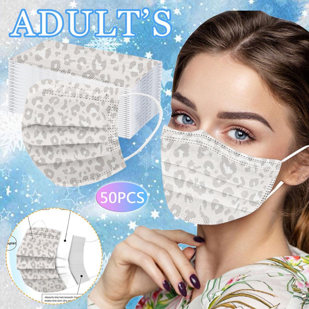 Voksen Tre-lags Engangs Støvtett Beskyttende Leopardmønstret Maske