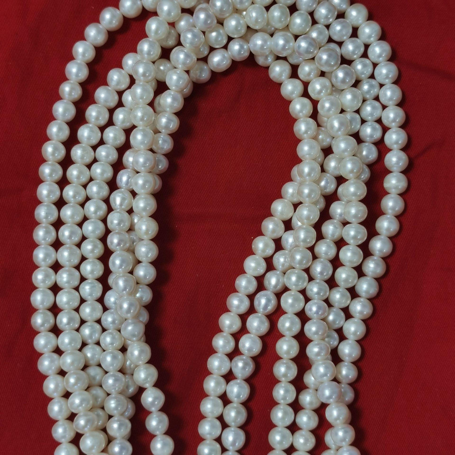 

Ожерелье из пресноводного жемчуга с застежкой из стерлингового серебра 5A: Сильный блеск Подарок для мамы или тещи