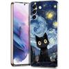 Artistic Black Cat Starry Night Phone Case For Samsung Galaxy S24 Ultra S23 FE S22 S20 S21 5G S10 S9 Plus S10E S8 Clear Cover