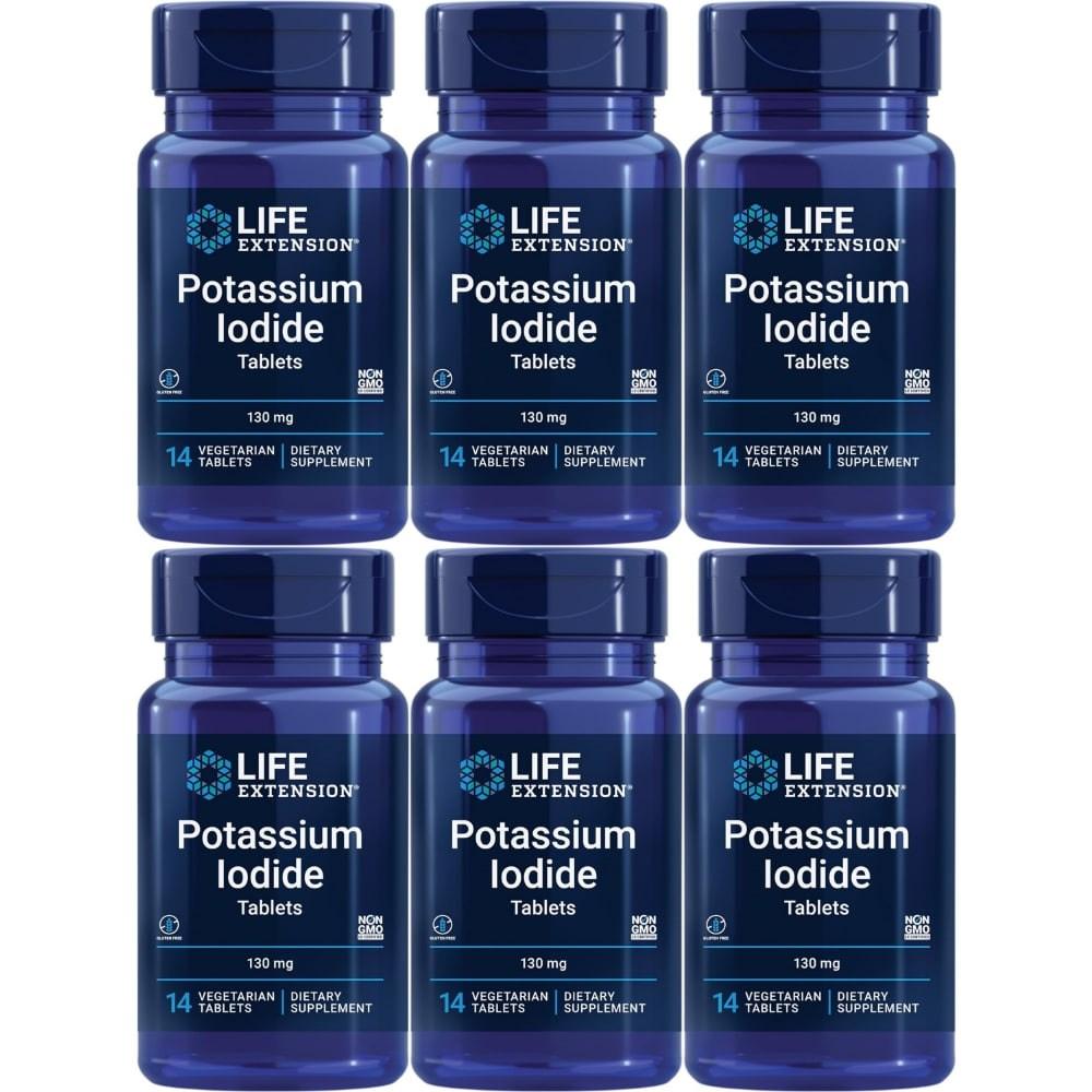Life Extension Potassium Iodine Tablets 130mg 14 Tablets 6 pcs