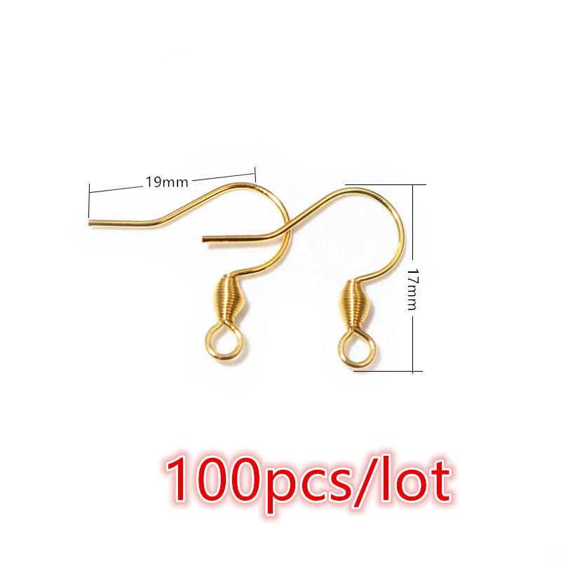 30-100pcs Stainless Steel DIY Earrings Hooks Clasp Findings Handmade Jewelry Making Accessories Earwire Accessories Steel Gold