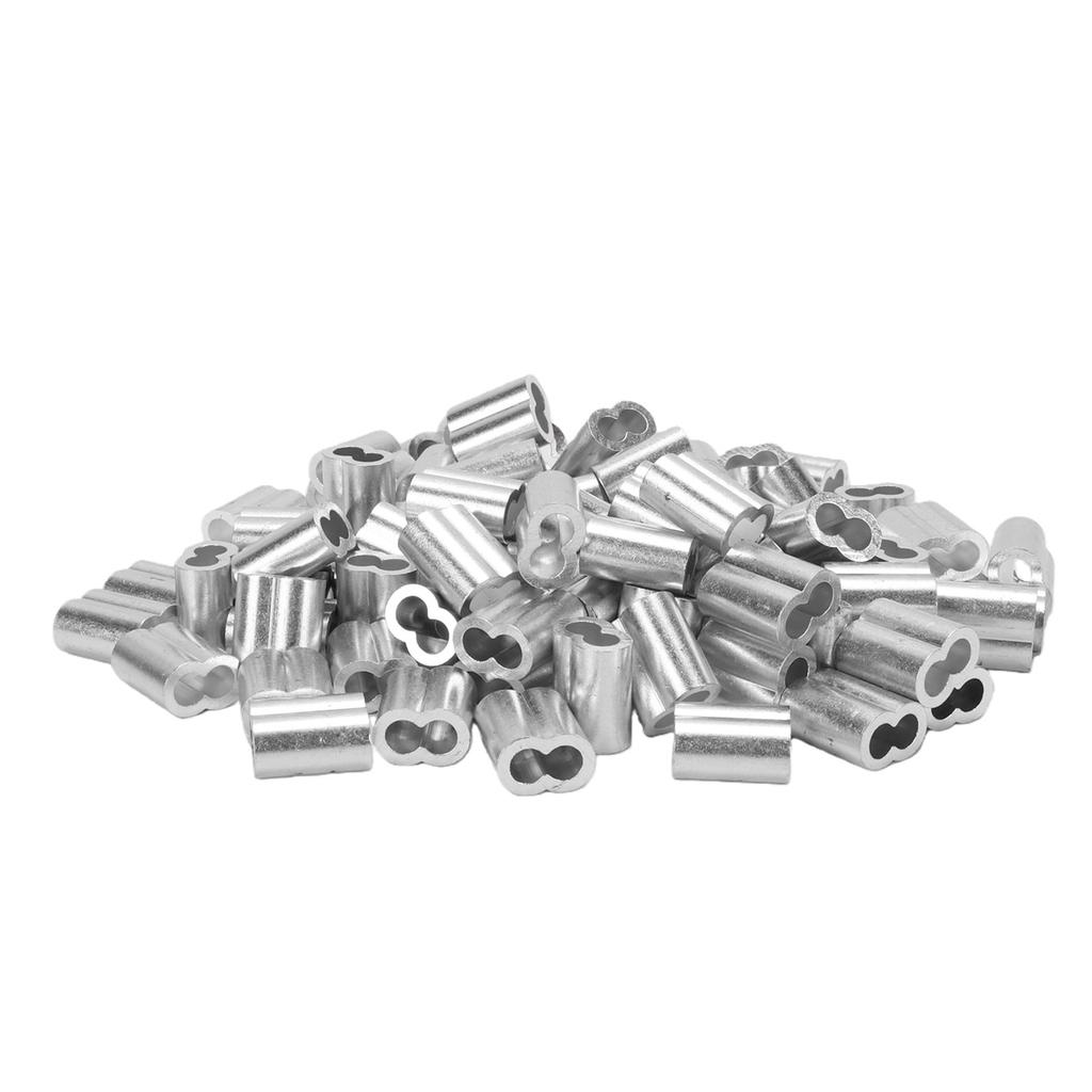 100 Pcs Cable Crimp Sleeve Silver Aluminum Crimping Sleeve for 3Celsius16 Inch Wire Rope