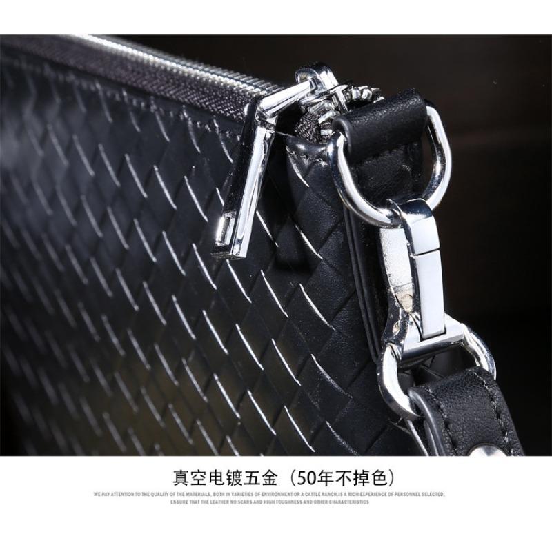 2025 Men's Genuine Leather Bag Embossed Woven 13" Laptop Briefcase 2-in-1 Handheld Shoulder Envelope Bag Practical Business Gift Commute Messenger Bag