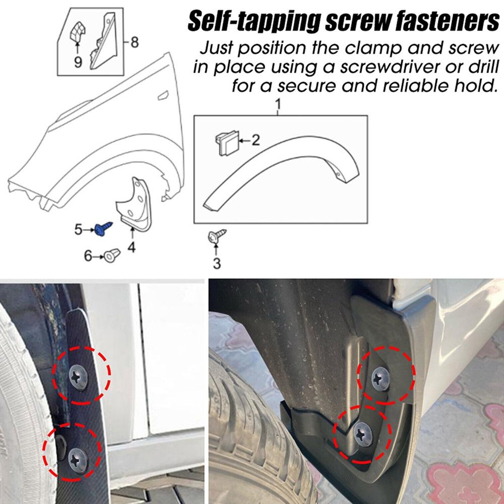 M5*16 Self Tapping Screws U Clamps Kit Universal Auto Engine Undertray Guard Fender Bumper Trim Retainer Metal Fastener Clip