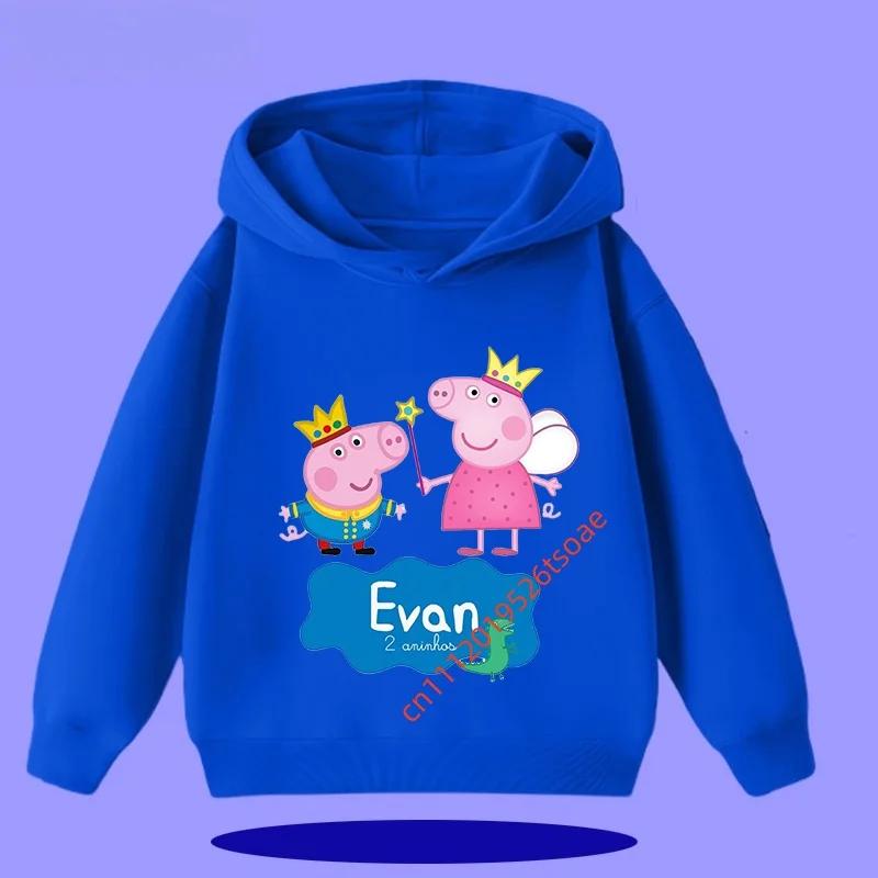 Peppa Pig Children's Hooded Sweatshirt 2026 New Style Cartoon Print Boys' Sport Shirt Girls' Casual Shirt