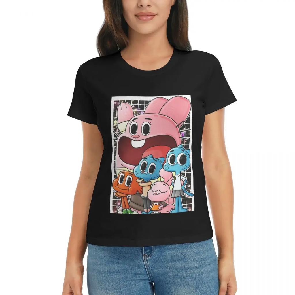 Women TShirt The Amazing World Of Gumball Summer Short Sleeve Tees Round Neck Cotton T Shirts Clothes Tops Streetwear