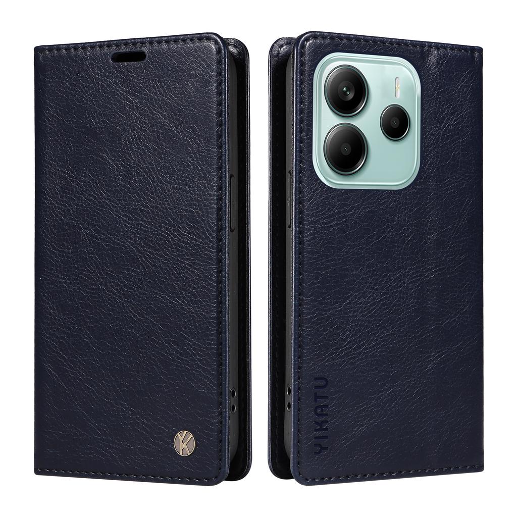 YIKATU YK-006 For Xiaomi Redmi Note 14 5G Case Magnetic Closure Leather Phone Cover Litchi Texture