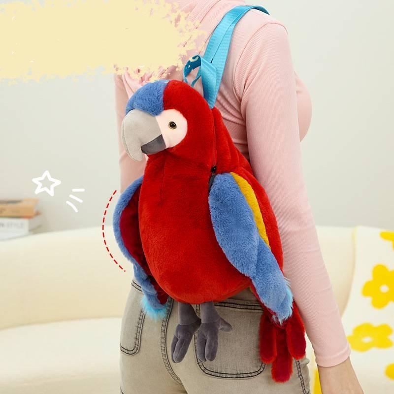 Backpack Parrot Red Plush Toy Cute Girl Birthday Holiday Gift Throw Pillow Doll