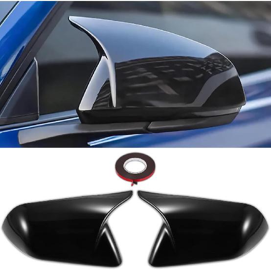 

Side Mirror Cover Caps Carbon Fiber Gloss Trim for 2015-2024 Ford Mustang GT/Ecoboost/Shelby Car Aesthetic Decorations Exterior Mods Tuning Parts - Glossy Black